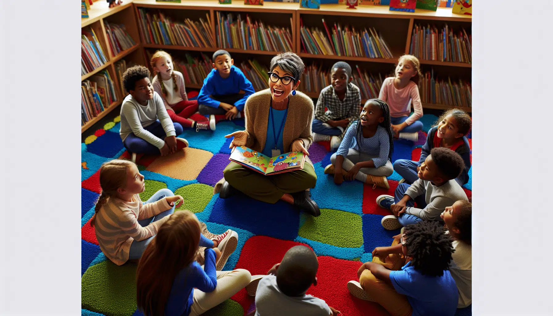 Author engaging with young readers at an event